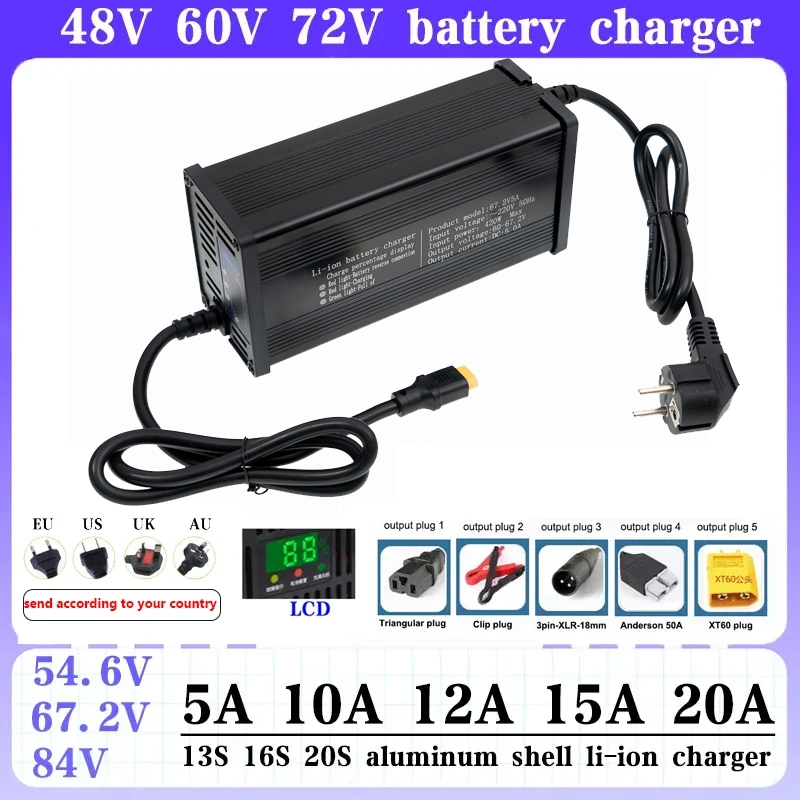 48V 60V 72V 5A 8A 10A 12A 15A  - đánh giá và giá 84V 20A Smart Charger